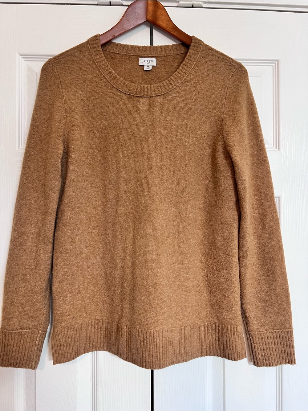 J. Crew Women's Teddy Crewneck Sweater in Camel Brown sz Med